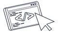 Cursor Clicking Code Symbol, Programming and Development, vector design Generative AI Royalty Free Stock Photo