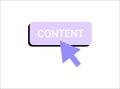 Cursor Clicking Content Button In Flat Vector Illustration Symbolizing Digital Content Creation, Online Navigation, And