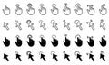 Cursor Computer Pointer Line and Silhouette Icon Set. Arrow and Hand with Finger Digital Mouse Click. Internet Website Royalty Free Stock Photo
