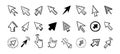 Cursor doodle icon set. Click cursor hand drawn set. Isolated mouse cursor