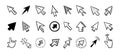 Cursor doodle icon set. Click cursor hand drawn set. Isolated mouse cursor