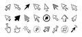 Cursor doodle icon set. Click cursor hand drawn set. Isolated mouse cursor