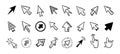 Cursor doodle icon set. Click cursor hand drawn set. Isolated mouse cursor
