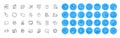 Cursor, Face detect and Chemical hazard line icons pack. For web app. Color icon buttons. Vector