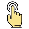 Cursor finger click icon color outline vector Royalty Free Stock Photo