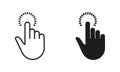 Cursor Hand of Computer Mouse Line and Silhouette Black Icon Set. Pointer Finger Pictogram. Tap, Touch, Point, Click Royalty Free Stock Photo