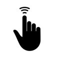 Cursor Hand Computer Mouse Silhouette Icon. Pointer Finger Black Glyph Pictogram. Click Press Double Tap Touch Swipe Royalty Free Stock Photo