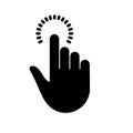 Cursor Hand Computer Mouse Silhouette Icon. Pointer Finger Black Glyph Pictogram. Click Press Double Tap Touch Swipe Royalty Free Stock Photo