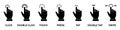 Cursor Hand Computer Mouse Silhouette Icon. Pointer Finger Black Glyph Pictogram Set. Click Press Double Tap Touch Swipe Royalty Free Stock Photo