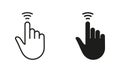 Cursor Hand, Computer Mouse Swipe Up Line and Silhouette Black Icon Set. Pointer Finger Pictogram. Press, Tap, Touch Royalty Free Stock Photo