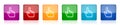 Cursor hand icon set, colorful square glossy vector illustrations in 6 options for web design and mobile applications