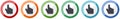 Cursor hand icon set, flat design vector illustration in 6 colors options for webdesign and mobile applications