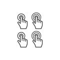Cursor hand point finger click with circles vector icon set.