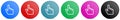 Cursor hand vector icons, set of circle gradient buttons in 6 colors options for webdesign and mobile applications