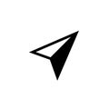 Cursor icon, arrow. Navigator pointer, location point. Direction symbol, triangular arrow.