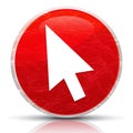 Cursor icon metallic grunge abstract red round button illustration