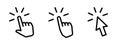 Cursor icon set. Finger pointer pictogram. Arrow click symbol. Hand touch or press icon. Web or app interface outline vector Royalty Free Stock Photo