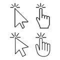 Cursor icon set. Pixel cursor. Vector cursor. Arrow and mouse, mouse click cursor, arrow and hand pointer Royalty Free Stock Photo