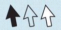 Cursor icon set, vector cursor arrow, black and line icons Royalty Free Stock Photo