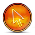 Cursor icon shiny bright orange round button illustration