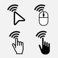 Cursor icons set. Cursor set in hand, arrow and mouse forms, mouse click cursor set, Royalty Free Stock Photo