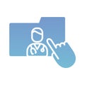 Cursor mouse with folder and doctor health online silhouette gradient style