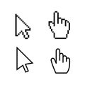 Cursor mouse hand icon. Cursor pixel pointer arrow. vector web finger click icon