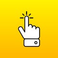 Cursor mouse pointer izolated on yellow background. Click here tool. Vector illustration. Royalty Free Stock Photo