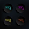 Cursor play dark badge color set icon. Simple thin line, outline vector of web icons for ui and ux, website or mobile application Royalty Free Stock Photo