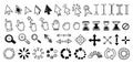 Cursor and pointer doodle icons. Line arrows and hand symbols for web UI, software and app interface. Hand drawn outline icons for Royalty Free Stock Photo