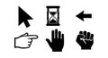 Cursor pointer hand and hourglass icons set with arrows for user interface design vector illustration Royalty Free Stock Photo