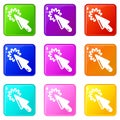 Cursor technology icons set 9 color collection