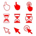 Cursors icons, hand, hourglass, arrow Royalty Free Stock Photo