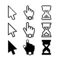 Cursors Icons. Mouse Arrow, Hand and Hourglass. Vector Design Elements Set for You Design Royalty Free Stock Photo