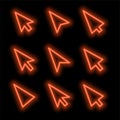 Cursors set in neon style Royalty Free Stock Photo