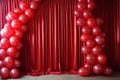 curtain behind balloon decoration wall party at home minimalist