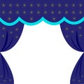 Curtain blue night sky with stars, as in the theater, a blank for invitation or ticket,