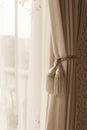 Curtain with curtain tieback Royalty Free Stock Photo