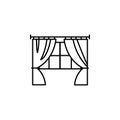 curtain, drape, window line illustration icon on white background