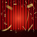 Curtain with Golden Confetti and Spotlight