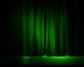 vintage curtain with soft lighting green background 3d illustration