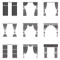 Curtain icons. Vector black curtains set Royalty Free Stock Photo