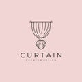 curtain logo vector line art symbol illustration design