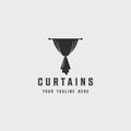 curtain logo vintage vector minimalist simple illustration template icon graphic design