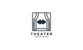 Curtain with mask for theater line logo vector icon illustration design Royalty Free Stock Photo