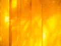 Curtain Orange Stage Background with Light Overlay Leaves Shadow,Gold Textile Velvet Closed Frame Backdrop,Yellow Silk Theater Royalty Free Stock Photo