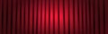 Curtain red. Realistic concert template with spotlight. Wide shining stage background with closed curtain and light