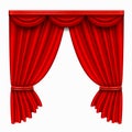 Curtain red for theatre stage, opera scene. Drape textile. Luxury fabric background. Royalty Free Stock Photo