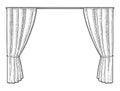 Curtain for theater. Vector engraving vintage black