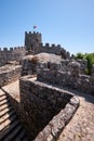 The curtain walls and solid tower of the Castle of the Moors. S Royalty Free Stock Photo